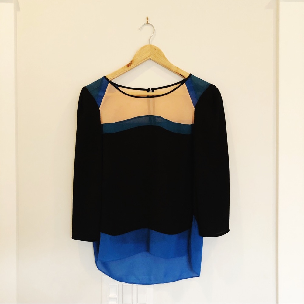 BCBG Sheer Colorblock Top